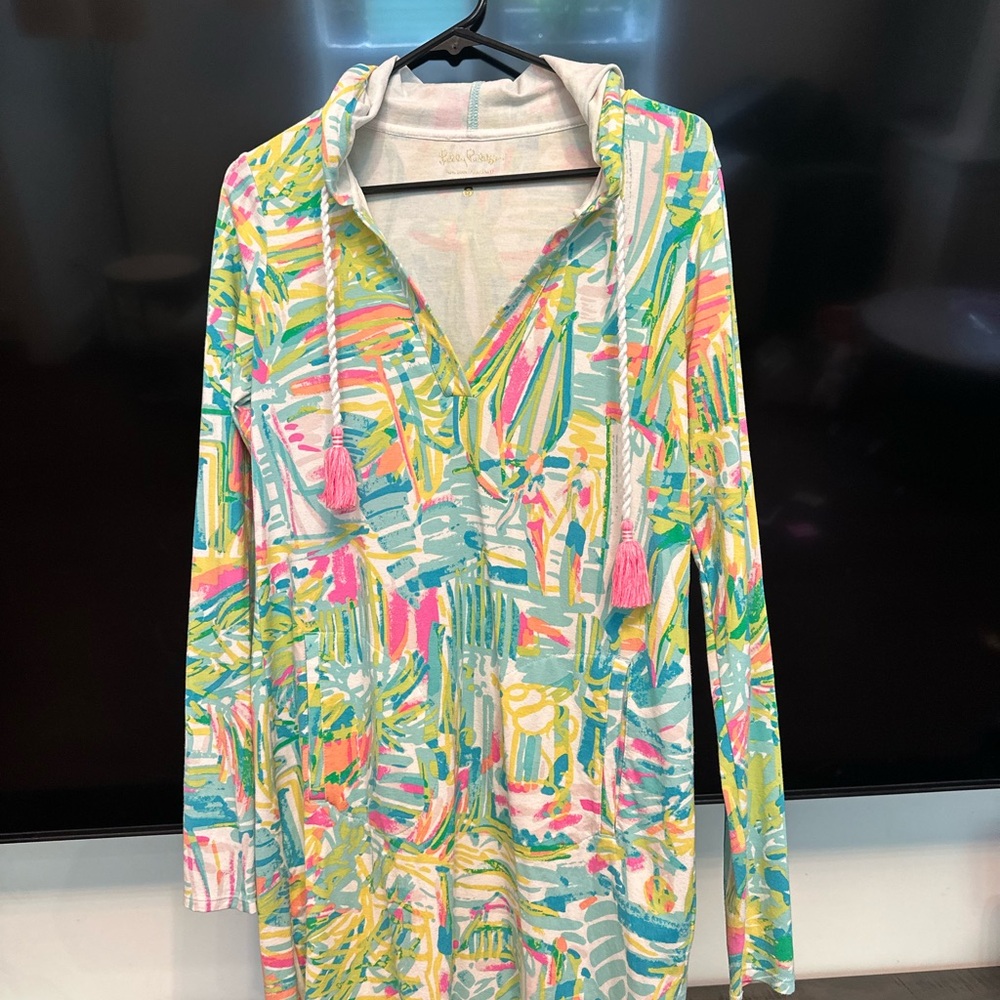 Lily Pulitzer Colorful Hooded Dress with Tassels
